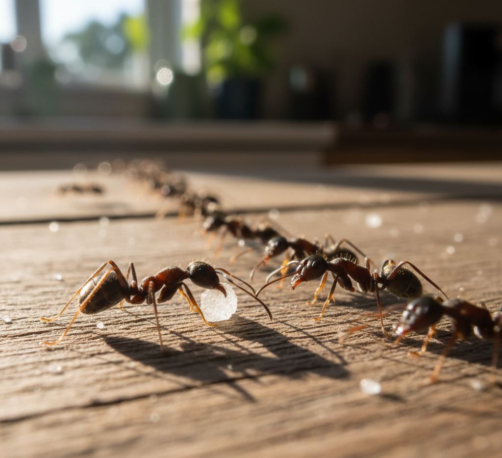 Ant trail inside a home before Pest Control in Encinitas ant treatment services.